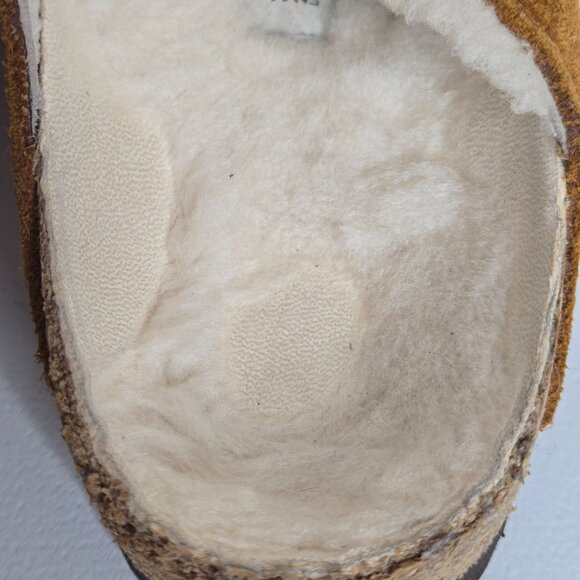 Birkenstock Shearling Suede Arizona Cognac Sandals Sz 37 EU Women 6-6.5 US - Picture 10 of 12